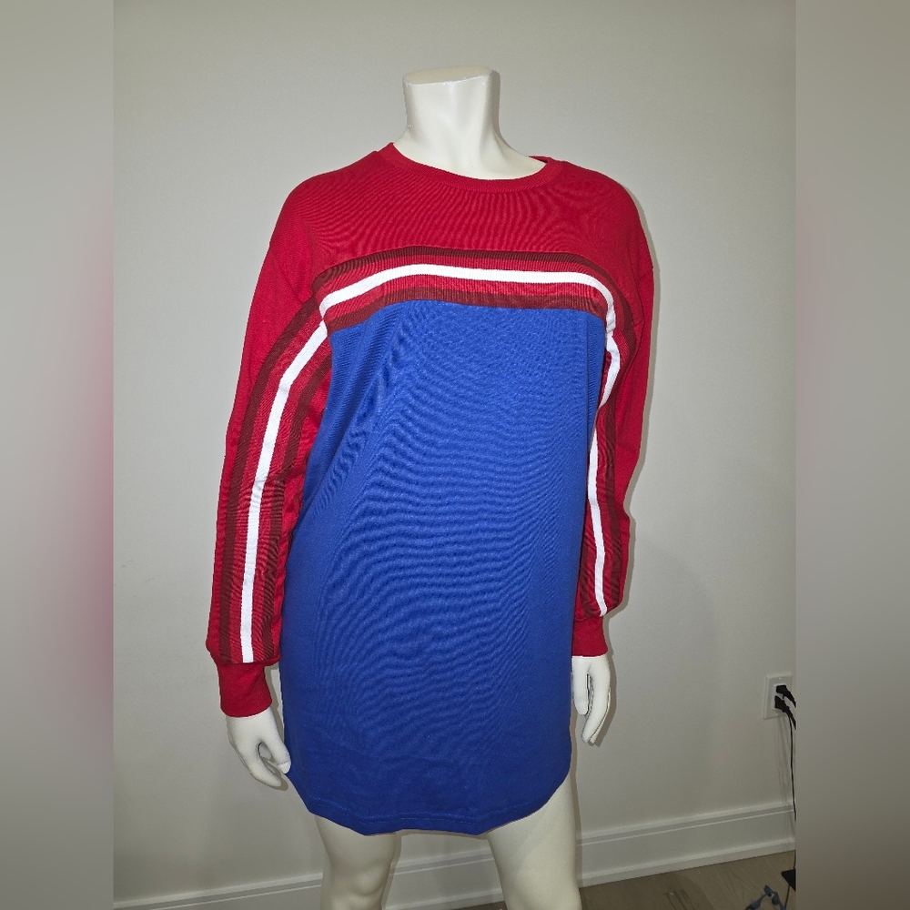 NWOT Urban nation Colorblock Blokecore Red Blue Oversized Tunic Sport Dress XS